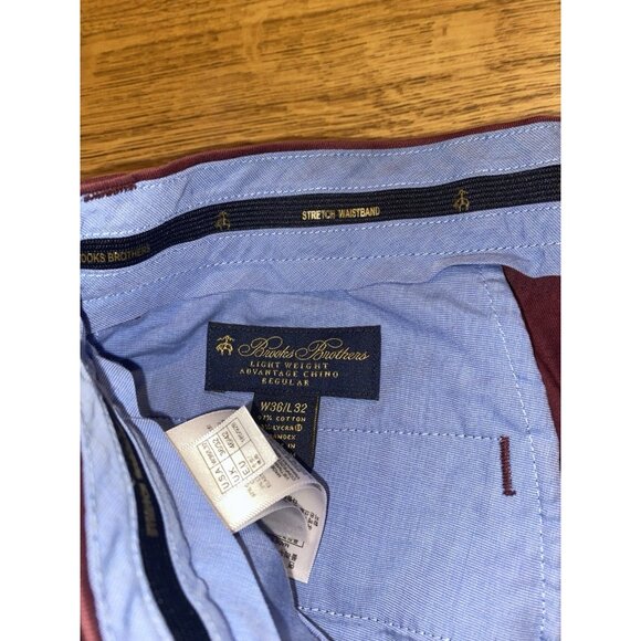 Brooks Brothers Regular Fit Advantage Chino Lightweight Burgundy Pants 36 X 32 - Picture 2 of 4